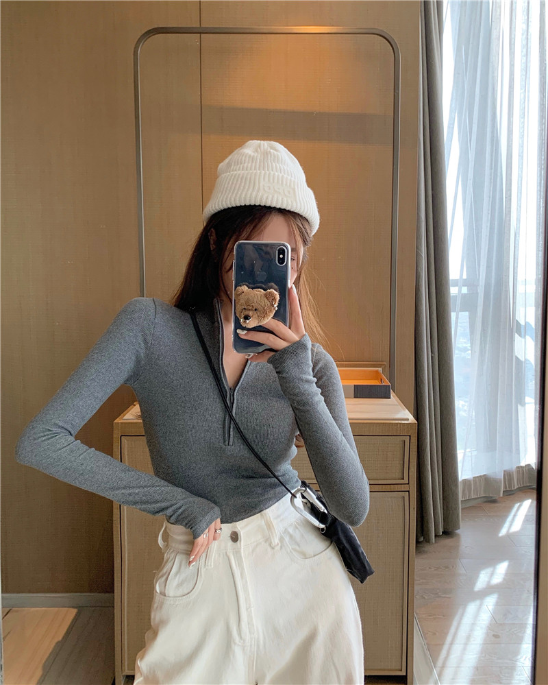 Áo Thun Dệt Kim Tay Dài Cổ Cao Màu Đen Dáng Ôm Phong Cách Hàn Quốc Cho Nữ | BigBuy360 - bigbuy360.vn