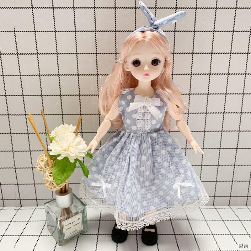 ☽♠30 cm Công chúa Barbie Bộ 21 khớp 3D mắt thật BJD búp bê quà sinh nhật cô gái đồ chơi