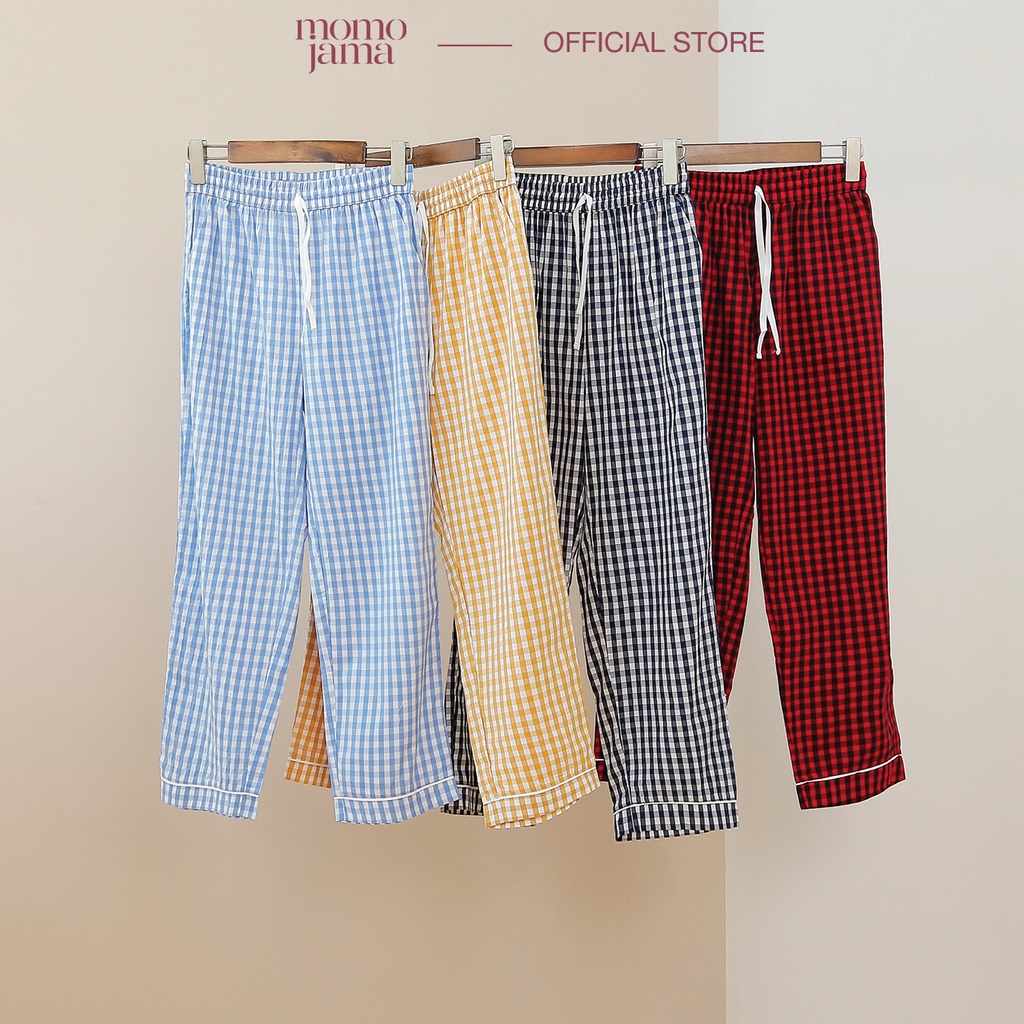 [MOMOJAMA] Quần dài Cotton thô mặc nhà hoạ tiết màu kẻ caro - M2684 | BigBuy360 - bigbuy360.vn