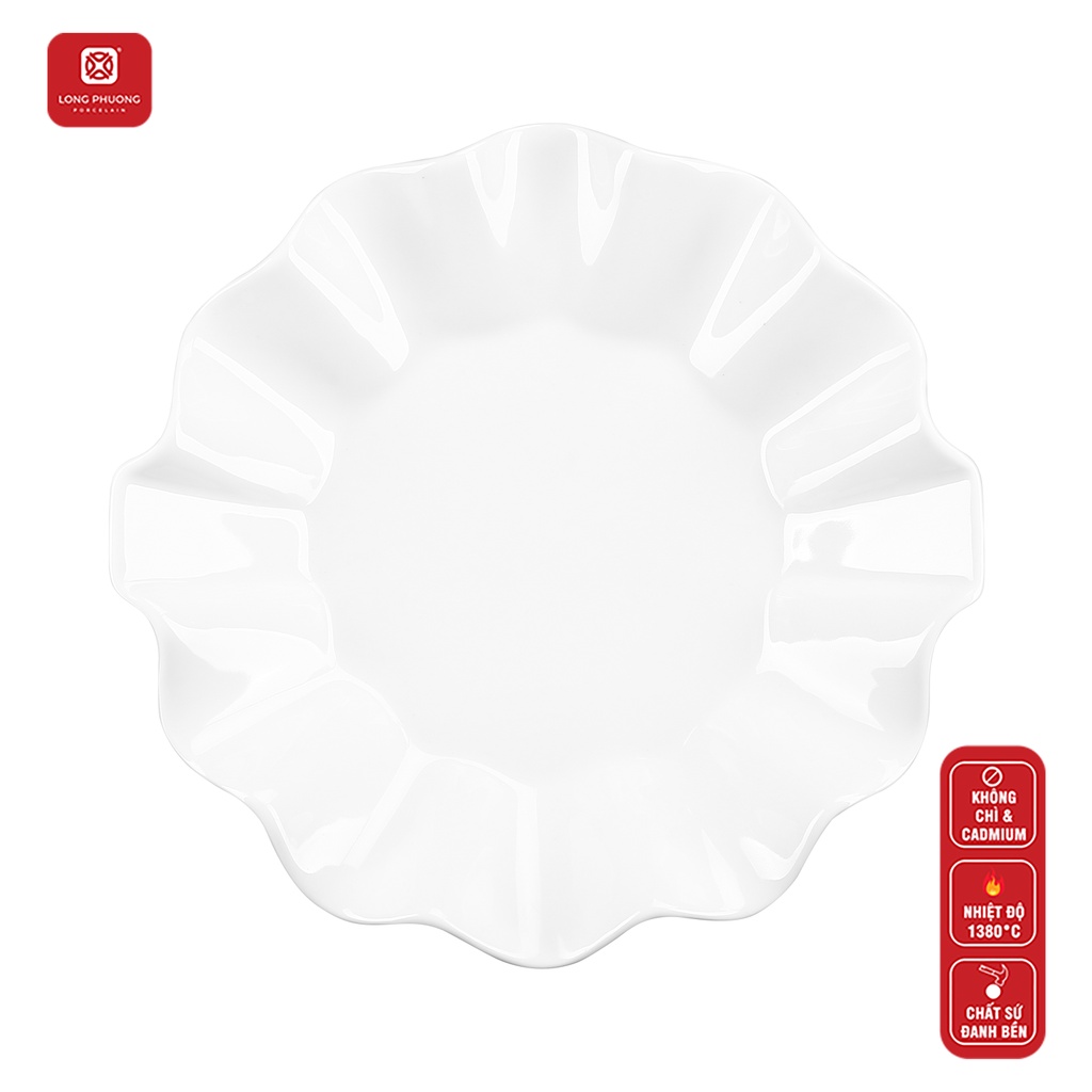 Đĩa bô đê Sứ Long Phương - Sứ trắng cao cấp viền gợn sóng - Từ 7inch đến 12.5inch