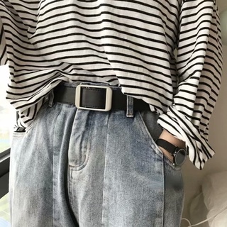 Thắt lưng unisex khóa vuông đơn giản phong cách Hàn Quốc