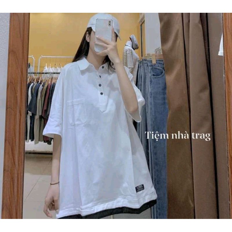 [Rẻ Vô Địch Áo cotton tay lỡ Unisex -- Áo polo phối 4 màu | BigBuy360 - bigbuy360.vn