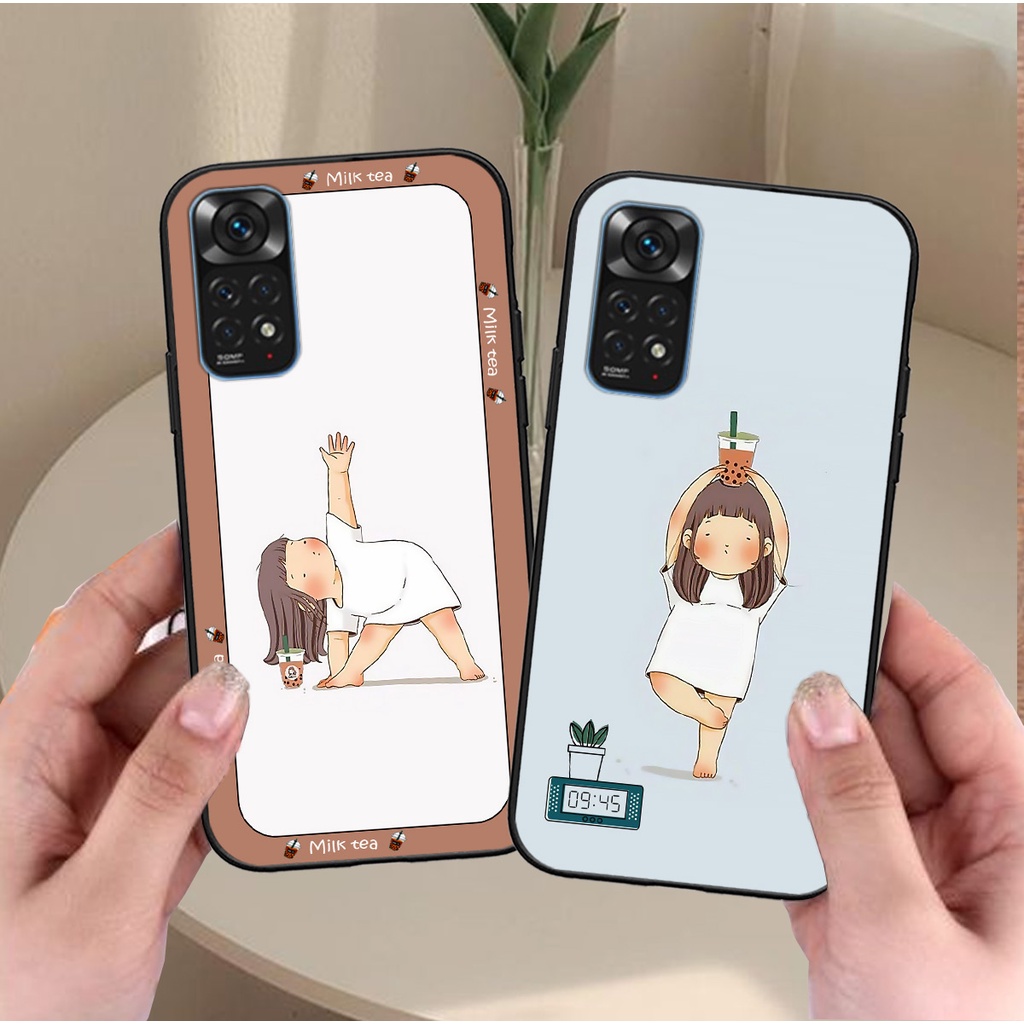 Ốp Redmi Note 11 4G / Note 11S / Note 11 Pro 5G / Note 11s 5G bộ hình cô bé giảm cân nhưng nghiện trà sữa siêu dễ thương