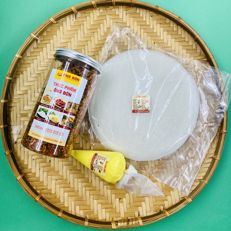 Bánh Tráng Phơi Sương(500g) + Muối Tôm Hành Phi(hũ 300g) + Quà Tặng