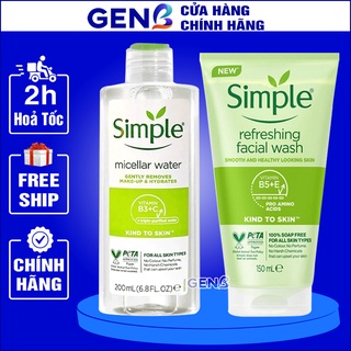 Sửa Rửa Mặt Simple CHÍNH HÃNG + Nước Tẩy Trang Simple cho Da Nhạy Cảm Dầu Mụn Combo Simple Skincare Srm Sữa Rửa Mặt GENB