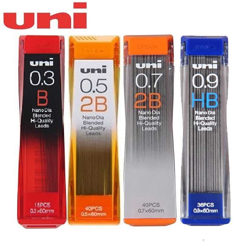 Hộp ngòi Chì Kim Uni Nano Dia ruột đen cỡ 0.3/0.5/0.7/0.9 mm