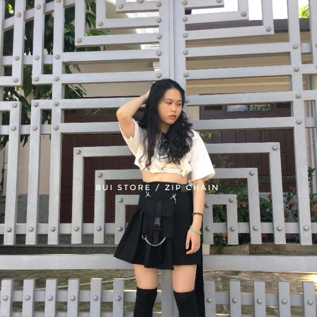 Quần váy ulzzang chain zip