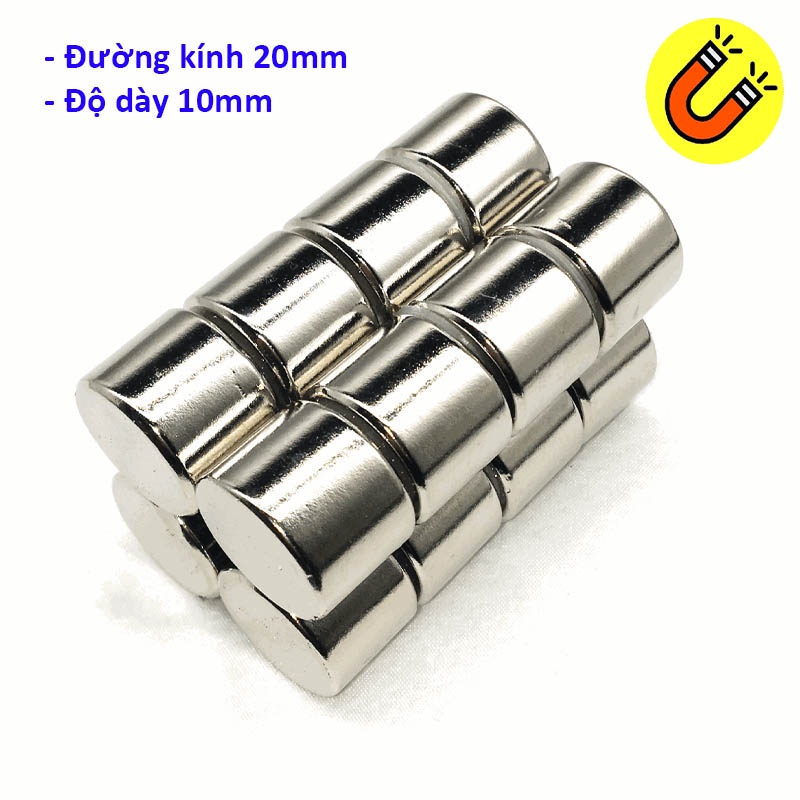 Nam châm tròn 20x10mm màu trắng