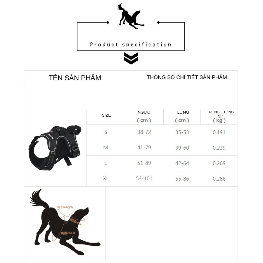 Yếm dắt chó to cao cấp Hipipet chất liệu oxford tay cầm trợ lực chống giật có đệm lưng phản quang