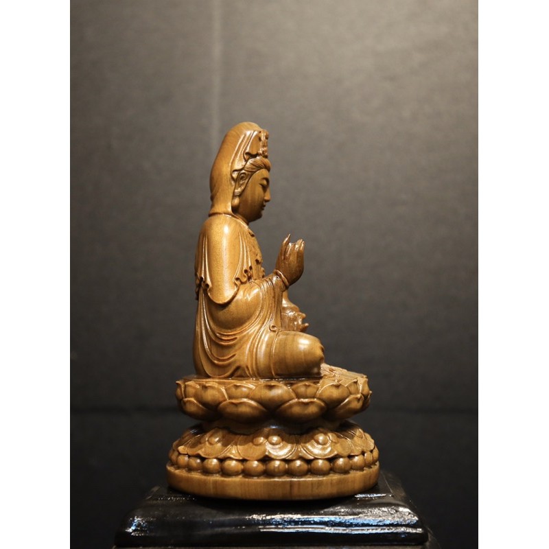 Tượng Phật Quan Thế Âm Bồ Tát, gỗ bách xanh 15cm, hàng kỹ, không đẹp hoàn lại tiền