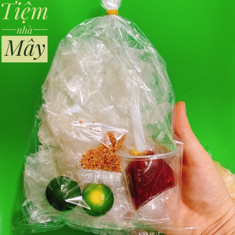 Bánh Tráng Phơi Sương Chấm Sốt Sate Ớt Rim Cay Cay Chua Ngọt - Bánh Tráng Ăn Chay