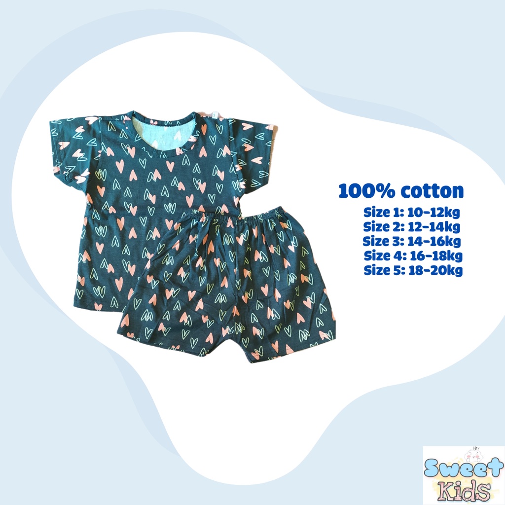 Bộ ngắn tay cotton mặc nhà cho bé 10-20kg