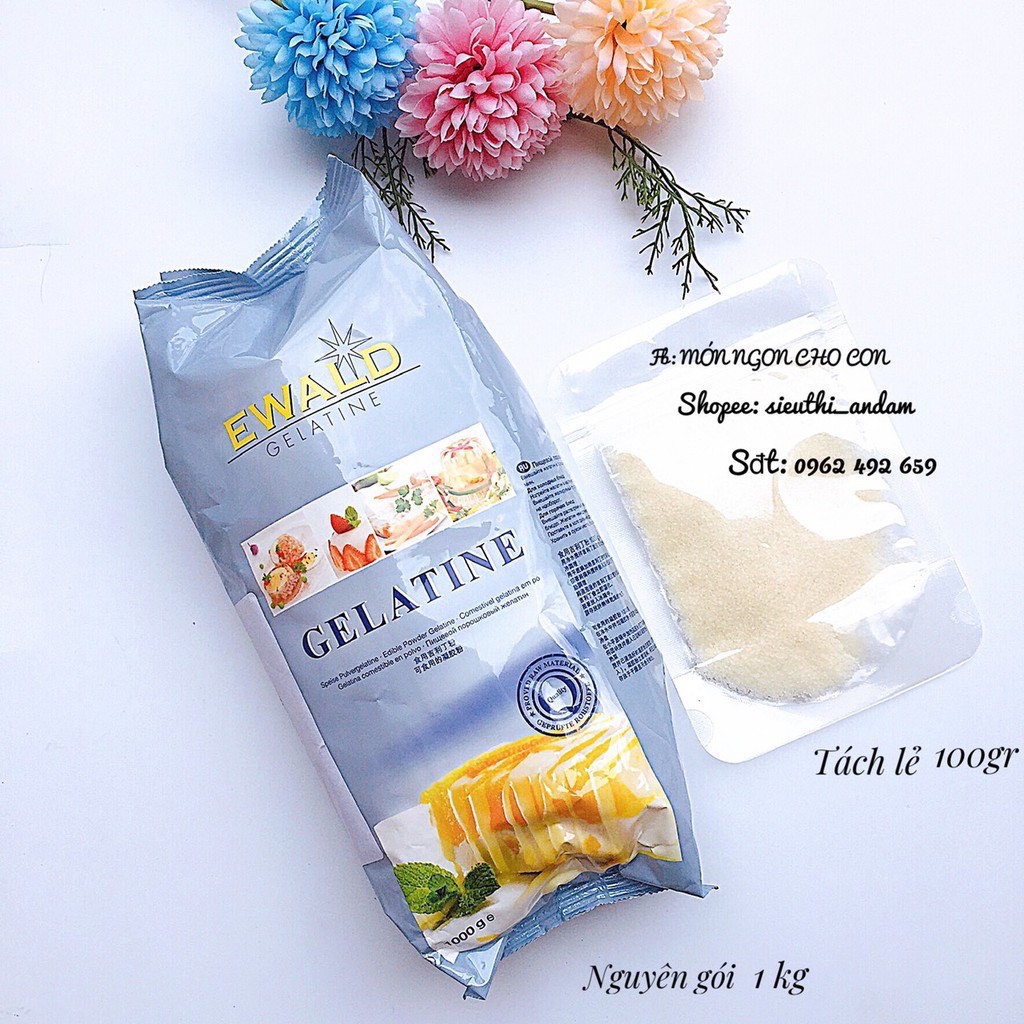 Gelatin, Gelatine Elwald Đức Làm Kẹo Dẻo, Pudding, Thạch Cho Bé 1KG