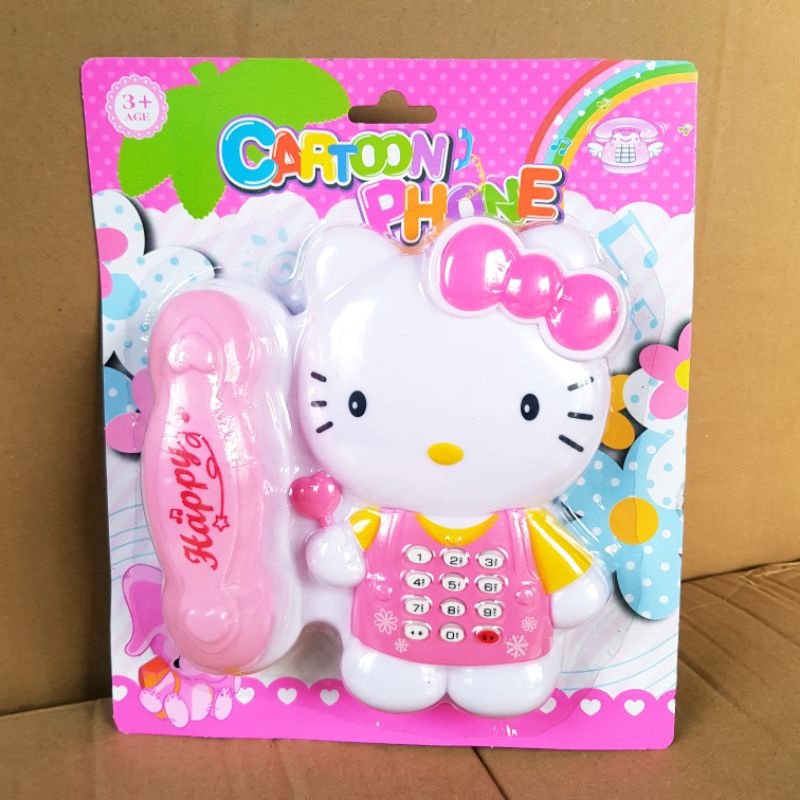Đồ chơi điện thoại mèo Hello Kitty cỡ lớn, nhạc đèn (kèm 2 pin 2A) 1059