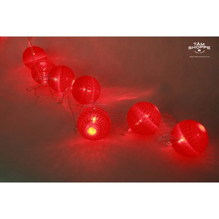 [LOẠI 1] DÂY ĐÈN COTTON BALL THÁI LAN MÀU ĐỎ SỐ 09 (LED)