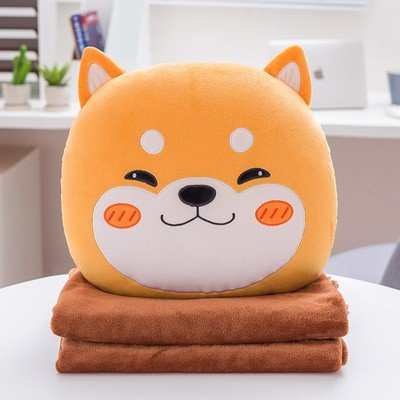 Bộ chăn gối văn phòng đầu thú, thú tròn, squik game