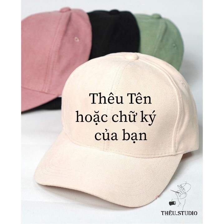Mũ lưỡi trai unisex thêu tên và chữ ký theo yêu cầu chất vải nhung mịn đẹp