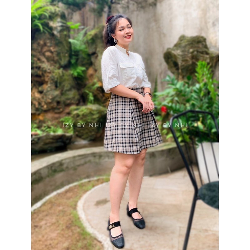 CHÂN VÁY KẺ BIGSIZE THIẾT KẾ - CHÂN VÁY XẾP LY BẢN TO (CÓ LÓT QUẦN) - IZYBYNHI | BigBuy360 - bigbuy360.vn