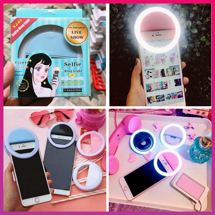 Đèn Led Selfie kẹp điện thoại, đèn led trợ sáng chụp ảnh selfie, đèn led chụp selfie, đèn led kẹp điện thoại Educase86