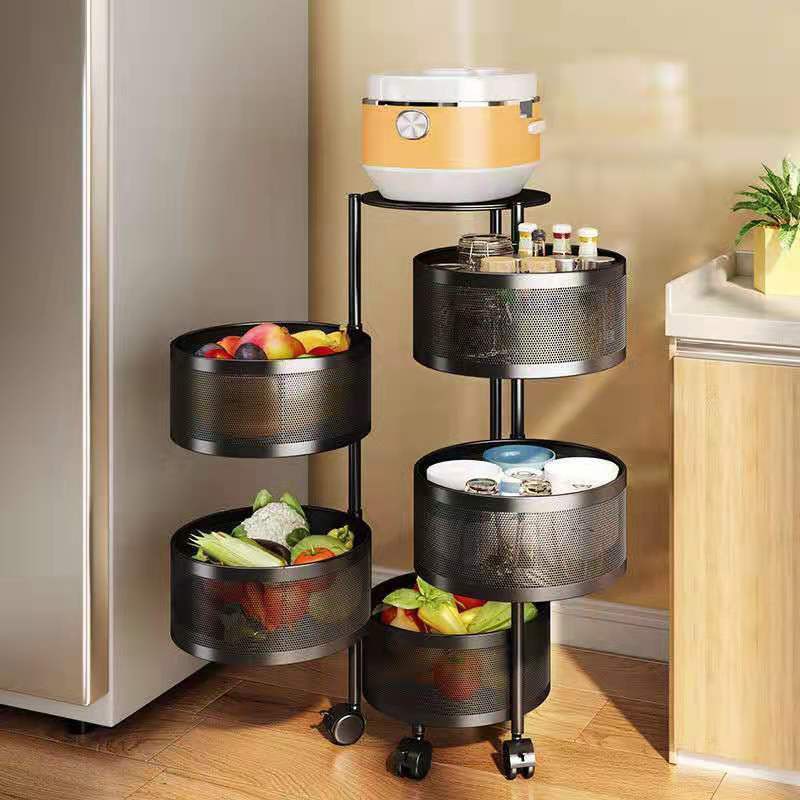 Kệ Rau Củ Sea Decor Tròn Xoay 360 Độ Có Bánh Xe Chất Liệu Thép Không Gỉ Tiện Lợi