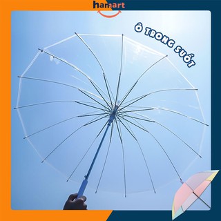 Ô Trong Suốt Ô Đi Mưa Hàn Quốc Dù Trong Suốt Cán Dài Móc Treo Tiện Dụng [2 LOẠI]
