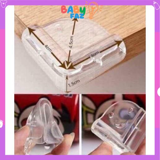 Miếng Dụng Cụ Silicone Chữ L Chặn Và Bịt Góc Bàn Tủ Cửa Bảo Vệ Bé - Dụng Cụ Bọc Cạnh Bàn Silicon Trong Suốt