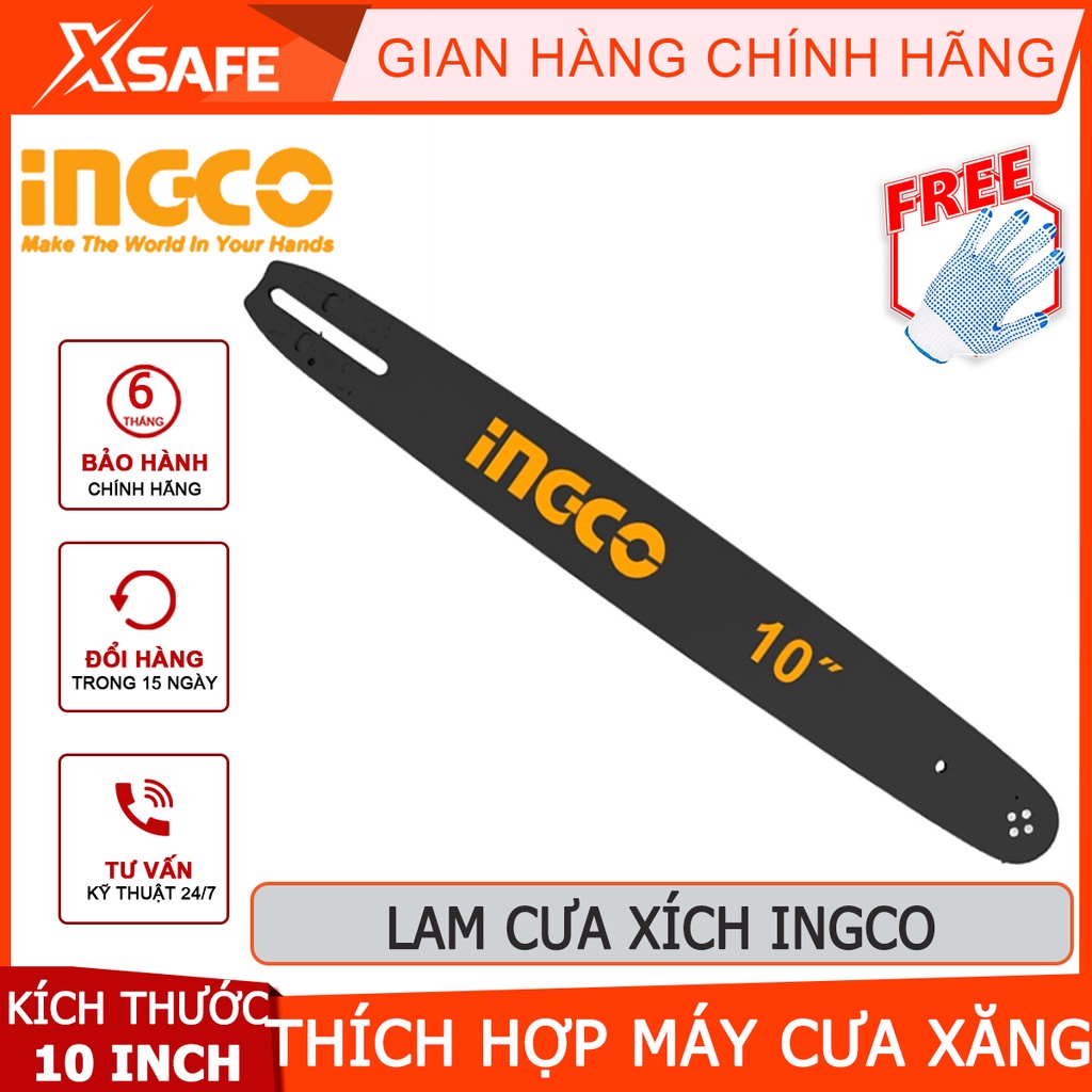Lam cưa xích INGCO AGSB51001 Lam máy cưa 10&quot;, phù hợp cho máy cưa xích xăng GCS5261011 - Chính hãng