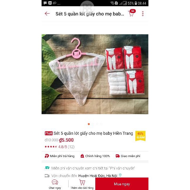 Set 5 quần lót giấy loại baby hiền trang