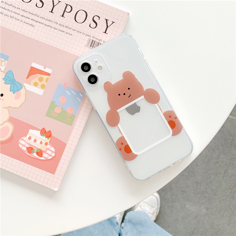 Ốp lưng iphone Gấu thỏ viền trong chống ố 5/5s/6/6plus/6s/6splus/7/7plus/8/8plus/x/xr/xs/11/12/pro/max/plus/promax/mini | BigBuy360 - bigbuy360.vn