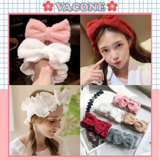 [Mã 44FASHIONSALE339 giảm 10K đơn 50K] Băng đô rửa mặt Vacone băng đô bản to đính nơ nhung điệu đà BD19