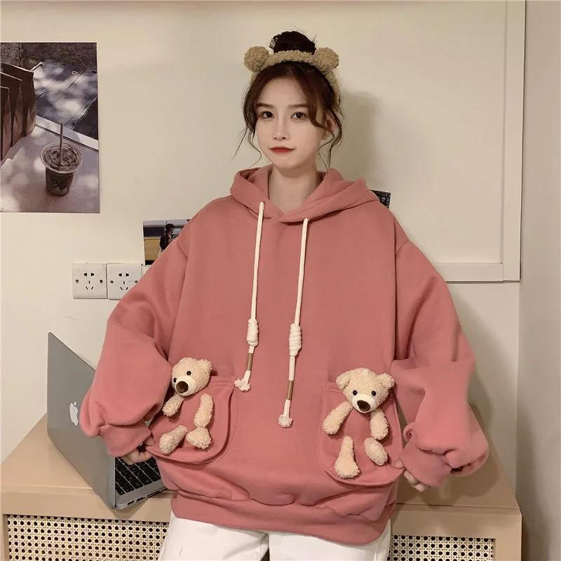 Áo Sweater Lót Lông Cừu Dày Dễ Thương Thời Trang Thu Đông Cho Học Sinh