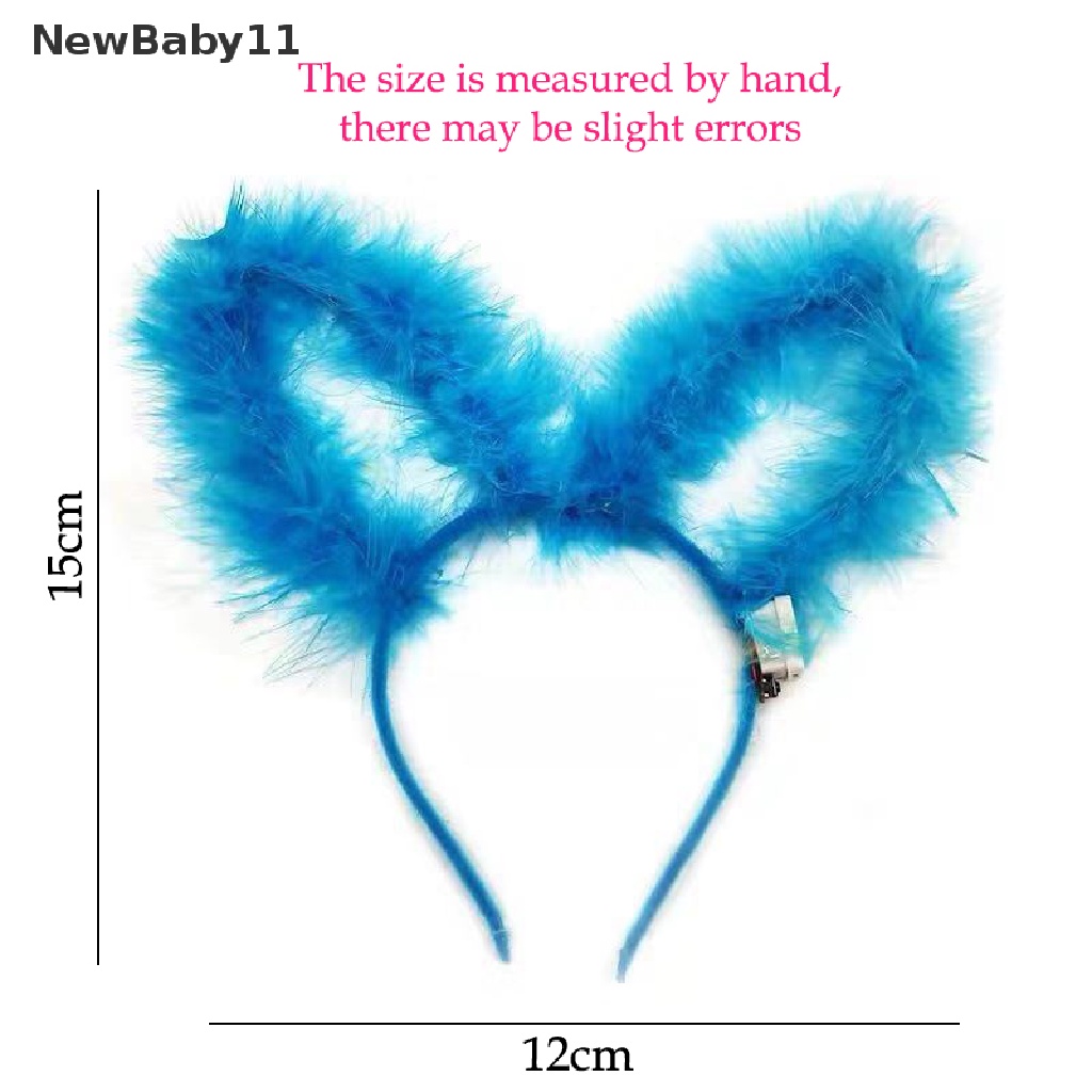 Newbaby Băng Đô Cài Tóc 14 Đèn Phát Sáng Trong Đêm Hình Tai Thỏ Lông Vũ