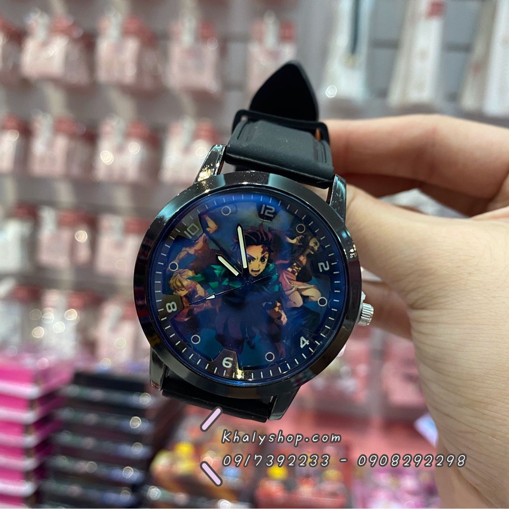 Đồng hồ tròn kim đeo tay hình Kimetsu (Thanh gươm diệt quỷ) màu đen siêu hot cho các bé | BigBuy360 - bigbuy360.vn