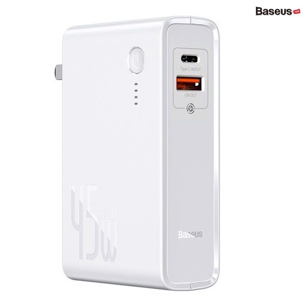 Củ sạc nhanh Baseus GaN 10000mah kiêm pin sạc dự phòng Power Station 45W 2 in 1 PD/QC 3.0 - Hàng Chính Hãng