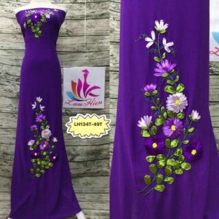 Vải áo dài thêu hoa 3D