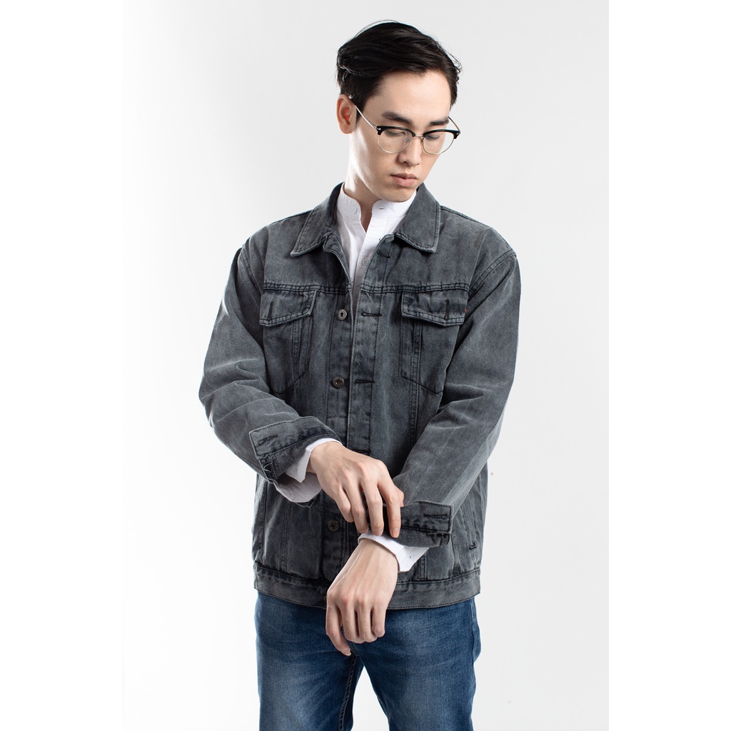 Áo khoác vải jean nam thời trang LADOS - 12033 thiết kế dày dặn nam tính - Áo khoác jean cao cấp xu hướng 2021