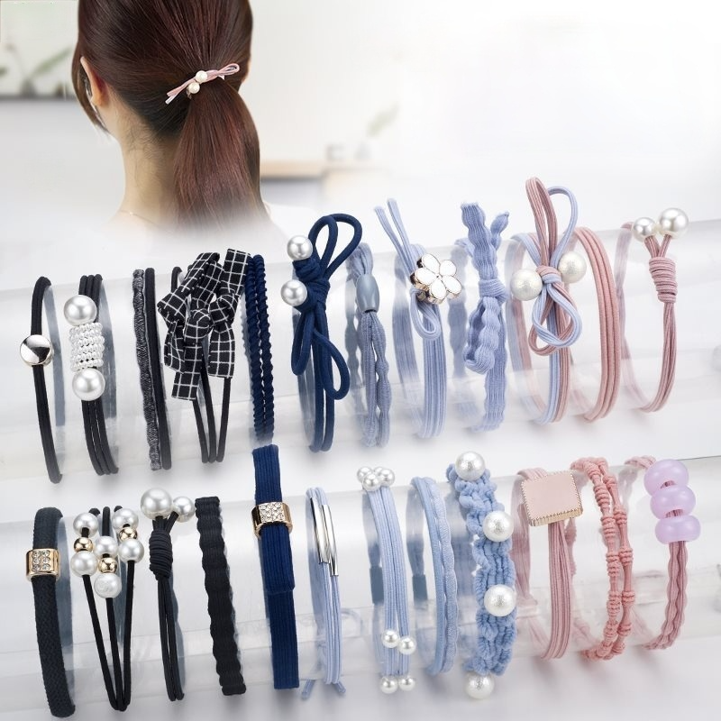 Bộ 12 dây buộc tóc vải co giãn phong cách Hàn Nhật thời trang cho nữ