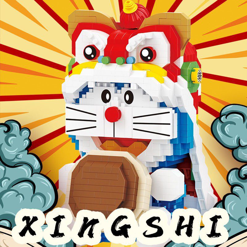 Đồ Chơi Tết Trẻ Em Bộ Lắp Ráp Xếp Hình Doraemon Múa Lân - SHOPBECAT