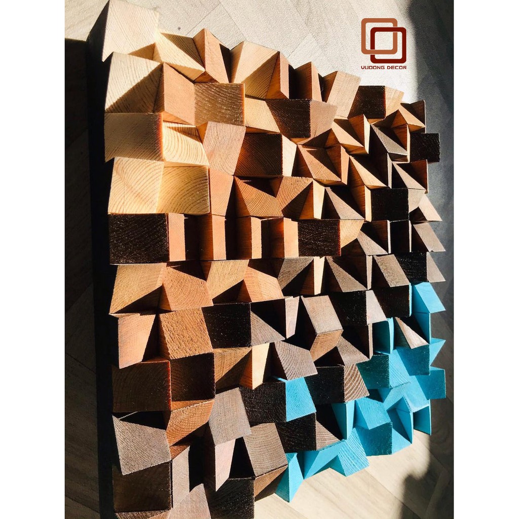 Tranh gỗ trang trí 3D (Wood mosaic) - (KÍCH THƯỚC 30x30 và 50x50cm) - Biển xanh cát trắng nắng vàng