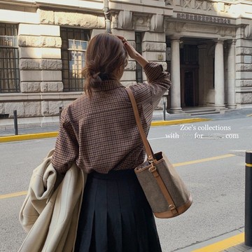 Áo Sơ Mi Dáng Rộng Kẻ Sọc Ca Rô Thời Trang Thu Đông Hàn Quốc Hàng Mới Dành Cho Nữ