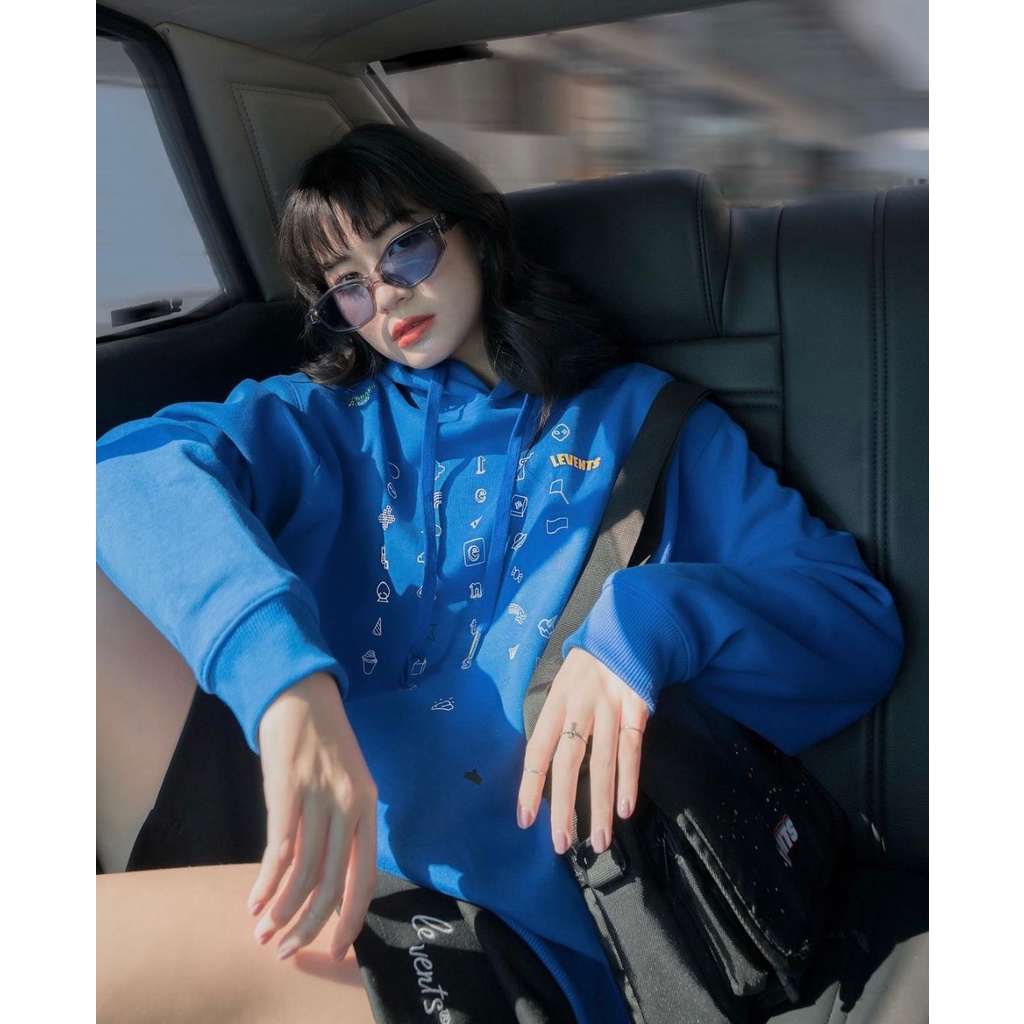 Áo hoodie LEVENTS Xanh dương Popular Logo áo khoác Hoodie nam nữ popular full tag phong cách unisex Ulzzang - Gin Store