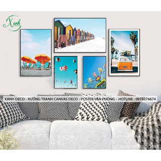 bộ tranh canvas du lịch 5 bức vintage (free ship)