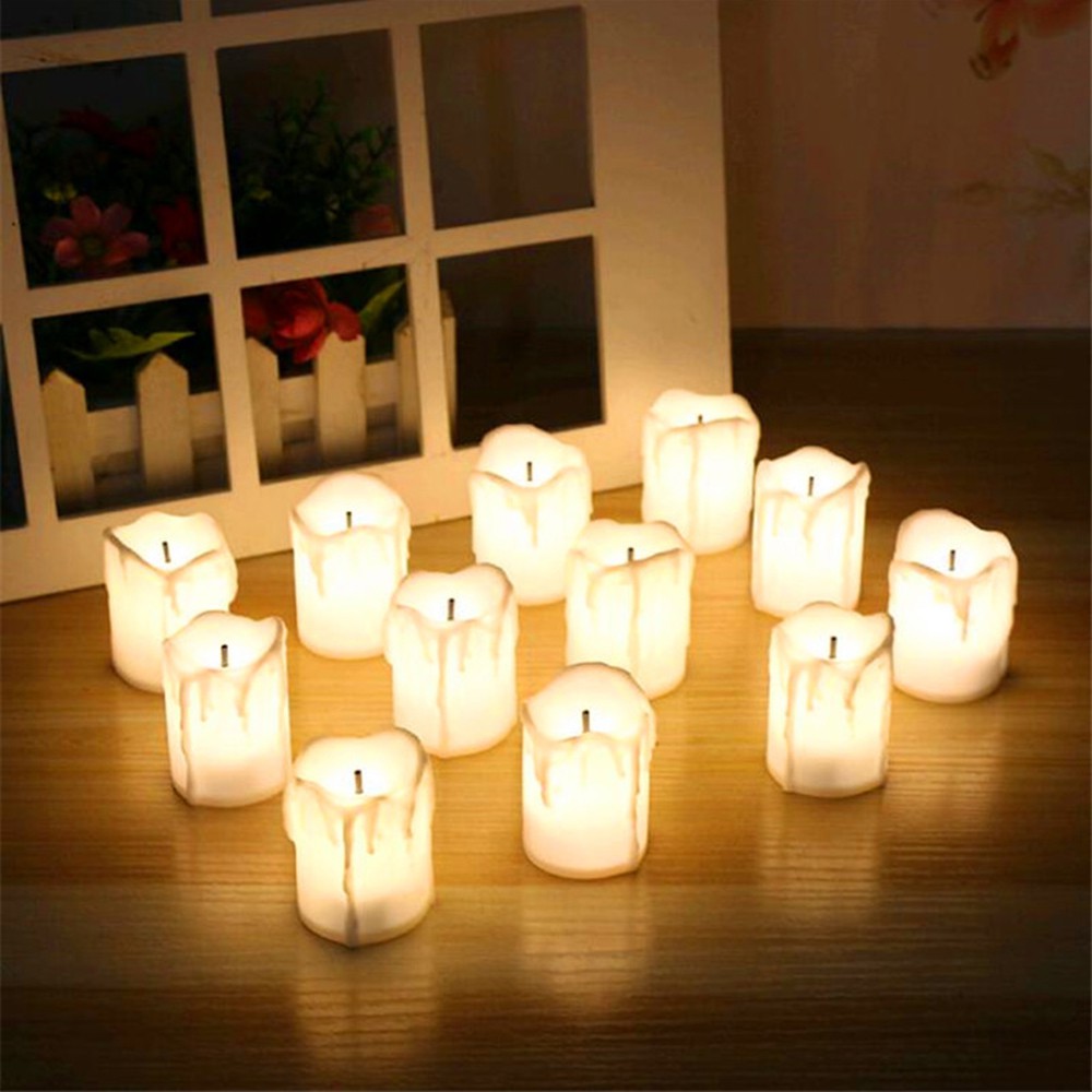 Artificial Electronic Candles, LED Candles Lamp Tealight Romantic Creative Votive Flameless Colorful Battery Electronic Led Light for Home Decor