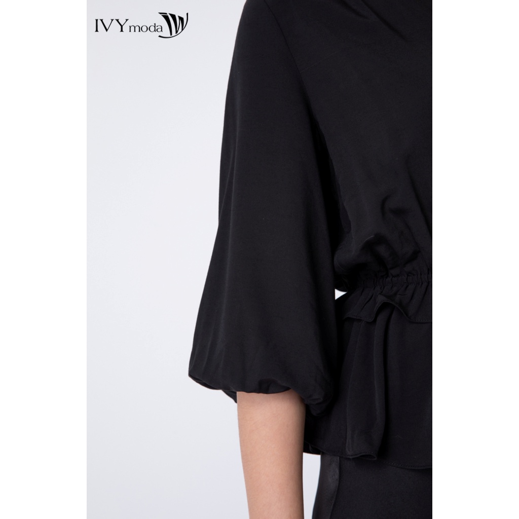 Áo peplum nữ khuy bọc vải IVY moda MS 17T0075