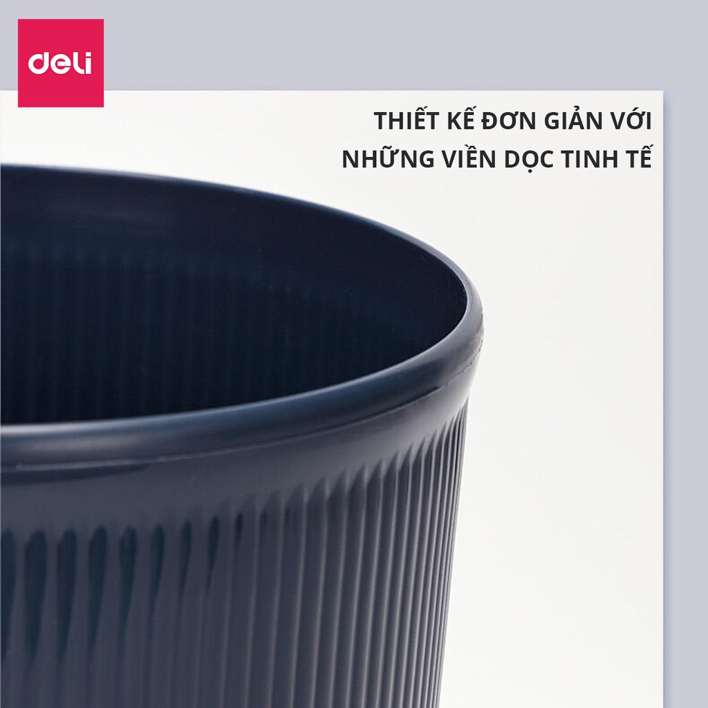 Thùng rác nhựa tròn Deli - Dung tích 10l - Nhựa pp dễ vệ sinh, không bám bẩn - 9581