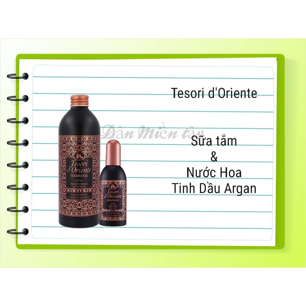 Tesori d'Oriente - Combo Sữa Tắm Và Nước Hoa Tinh Dầu Argan (500ml+100ml)