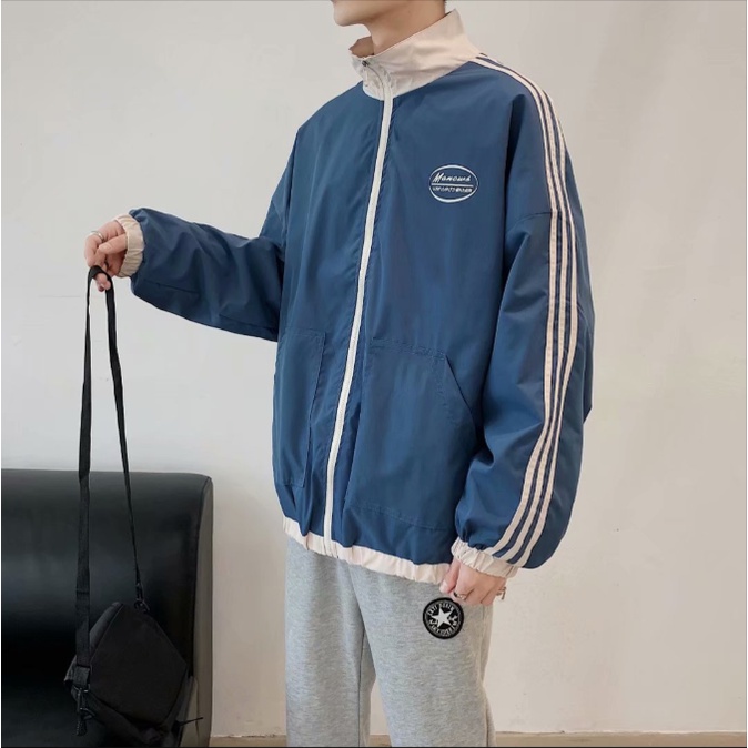 Áo khoác nam thể thao in kẻ sọc phong cách áo khoác gió 2 lớp Hàn Quốc áo khoác bóng chày nam trẻ trung dáng rộng varsity jacket Áo khoác bomber