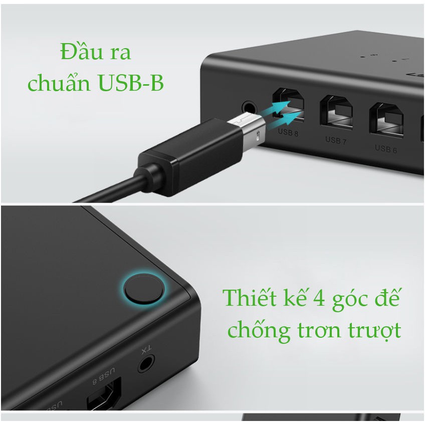 Bộ chuyển mạch 8 máy tính dùng chung 1 bộ phím chuột Ugreen 60102 cao cấp - Hàng Chính Hãng