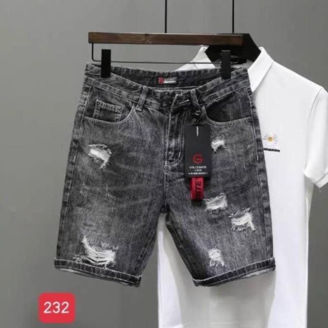 Quần short jean nam, quần bò nam ngắn, quần lửng nam, quần sọt nam màu đen rách đẹp cao cấp 2021 QJNA232 Đẹp ་ ་ ྇