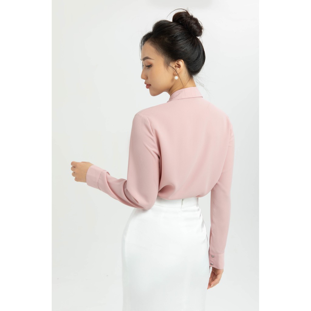 Áo sơ mi nữ xếp nếp đính ngọc thiết kế IVY moda MS 17M5214